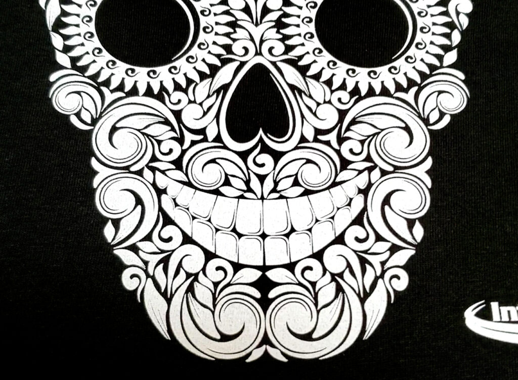 Skull image printed using International Coatings' Cool White